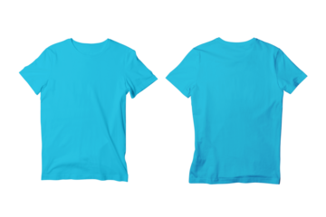 Blank Teal Unisex Crew Neck Short Sleeve T-Shirt Front and Back View Mockup Template