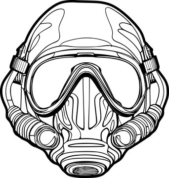 recommend clip art: outline illustration of snorkel for coloring page