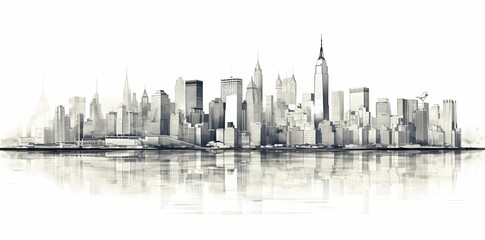 line drawing  New York City - obrazy, fototapety, plakaty
