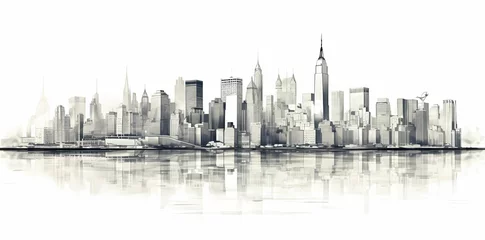 Deurstickers line drawing  New York City © Ratchanee