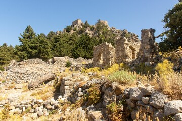 Pyli ancient castro on top of Pyli hill, Kos island, Dodecanese, Greece