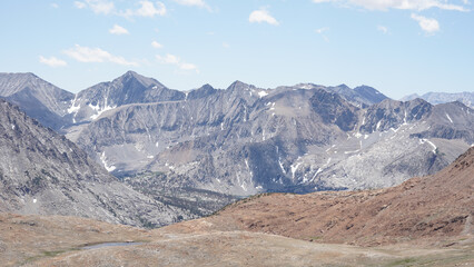 Mountain peaks on the Pinchot Pass section along the Pacific Crest Trail in California, USA.