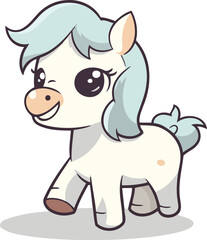 Obraz na płótnie Canvas Cute pony character cartoon style vector illustration. Isolated on white.
