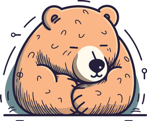 Cute cartoon bear isolated on white background. Vector illustration. Flat design.