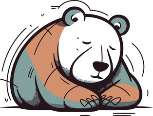 Polar bear sleeping. Cute cartoon character. Vector illustration.