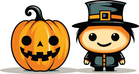 Minimalistic vector illustration of a "trick or treat" theme.