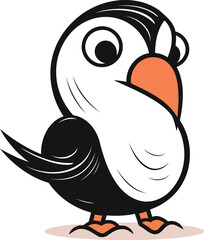 cute black and white cartoon penguin isolated on white background. vector illustration