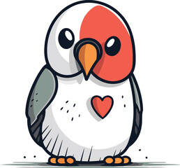 Cute cartoon parrot. Vector illustration isolated on white background.