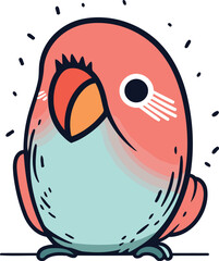 Cute cartoon parrot. Vector illustration in doodle style.