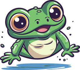 Frog cartoon character. Vector illustration isolated on a white background.