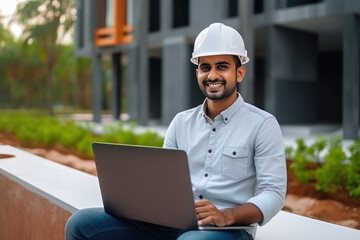 indian engineer using laptop