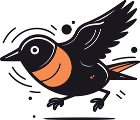 Cartoon crow. Vector illustration. Isolated on white background.