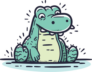 Cute crocodile. Vector illustration of a cartoon crocodile.