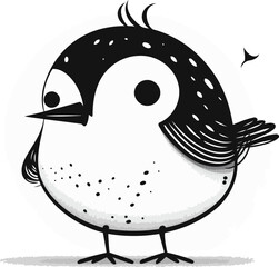Cute little bird on white background. Vector illustration in cartoon style.
