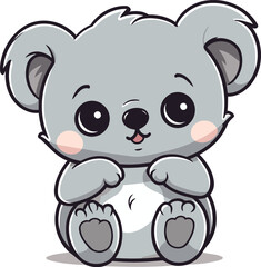 Cute koala character cartoon vector illustration. Cartoon koala.
