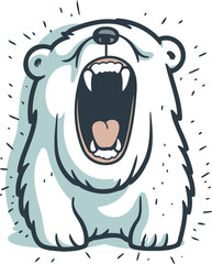 Angry polar bear. Vector illustration isolated on a white background.