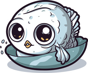 Cute little puffer fish isolated on a white background vector illustration