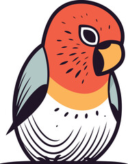 Vector illustration of a cute parrot. Isolated on white background.