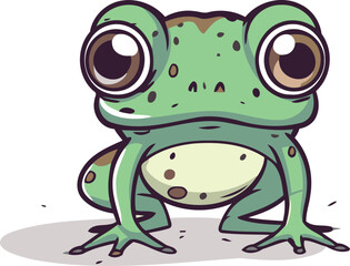 Cute cartoon frog. Vector illustration isolated on a white background.