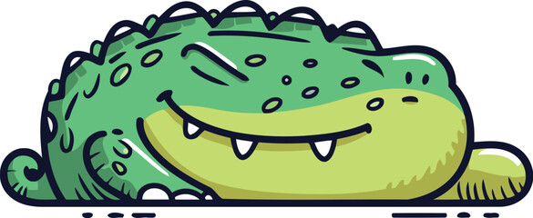 Cute crocodile. Vector illustration of cartoon crocodile. Isolated on white background.