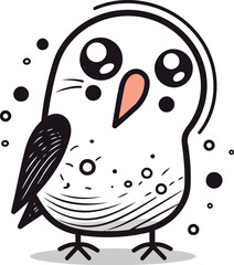 Vector illustration of cute cartoon penguin. Isolated on white background.