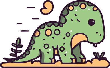 dinosaur cartoon icon on white background. vector illustration. eps