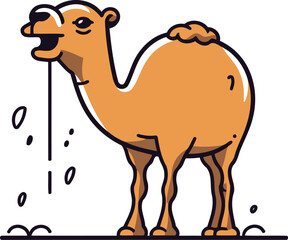 Camel in flat style. Vector illustration. Cute cartoon camel.