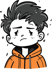 Illustration of a boy with an angry expression on his face.