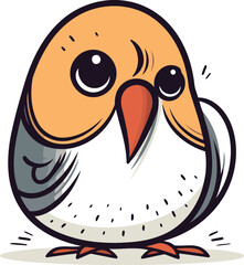 Vector illustration of a cute little bird isolated on a white background.