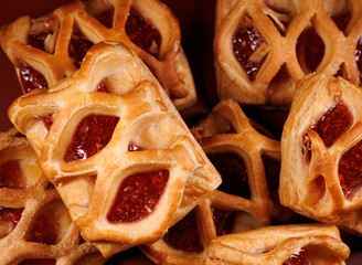 Background of cookies with lingonberry jam. Cookies with lingonberry jam.