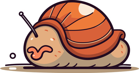 Cute cartoon snail. Isolated on white background. Vector illustration.