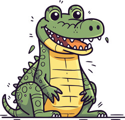Cartoon crocodile. Vector illustration of a cute crocodile.
