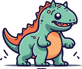 Cartoon dinosaur. Vector illustration of a cute dinosaur isolated on white background.