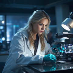Female scientist works in the laboratory
