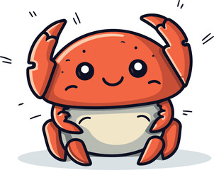 Crab character design. Cute hand drawn crab vector illustration.