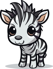 Cute cartoon zebra. Vector illustration isolated on white background.