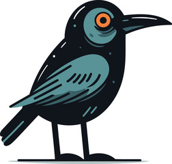Cartoon crow isolated on white background. Vector illustration in flat style.