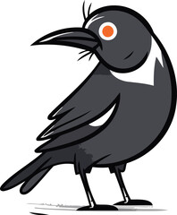 Crow on a white background. Vector illustration in cartoon style.