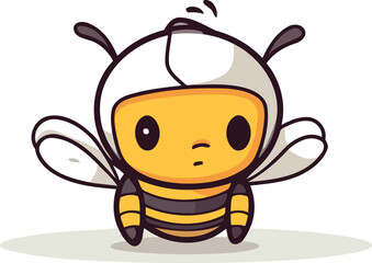 Cute Bee Cartoon Mascot Character. Vector Illustration.