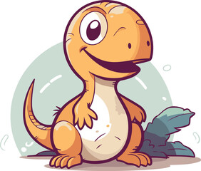 Cute cartoon dinosaur. Vector illustration isolated on a white background.