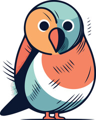 Vector illustration of a cute cartoon parrot isolated on white background.