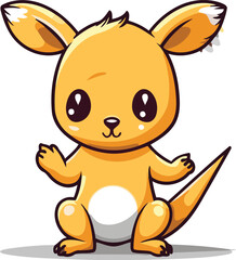 Cute kangaroo cartoon on white background. Vector illustration.