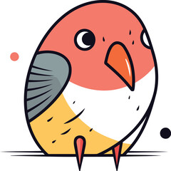 Vector illustration of cute cartoon bird. Colorful flat line art design.