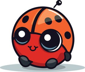 Cute cartoon ladybug. Vector illustration. Isolated on white background.