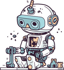 Cartoon robot. Vector illustration of a cute robot. Cartoon robot.