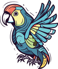 Colorful parrot isolated on a white background. Vector illustration.