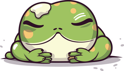 Cute frog sleeping. Vector illustration on white background. Cartoon style.