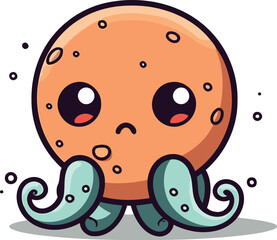 Octopus cartoon character vector illustration. Cute octopus character design