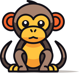 Cute monkey. Vector illustration. Isolated on white background.