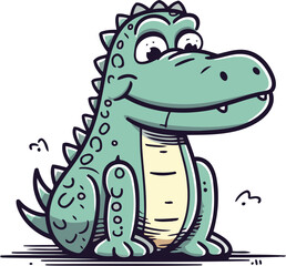 Cute cartoon crocodile. Vector illustration isolated on white background.